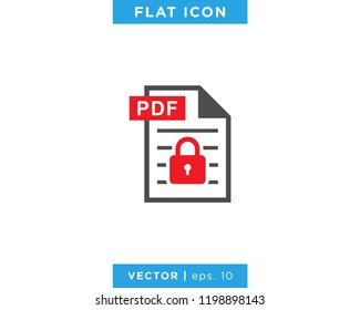 PDF File And Padlock Icon Vector Logo Design Template.