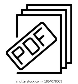 Pdf file report icon. Outline pdf file report vector icon for web design isolated on white background