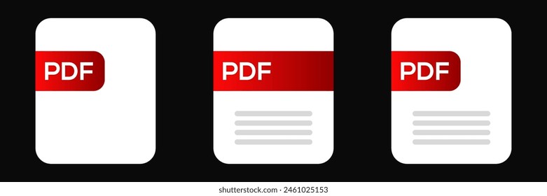 Pdf file vector document icon. Pdf text document