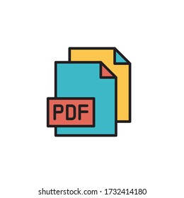pdf file vector filled outline color design. isolated on white background