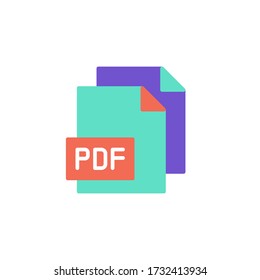 pdf file vector flat color design. isolated on white background