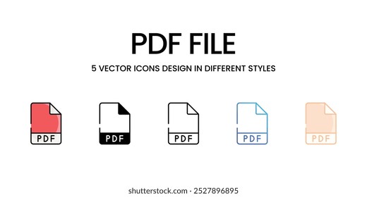 Pdf Ícones vetoriais definir ilustração de stock