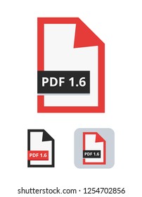 Pdf file version 1.6 flat vector icon. PDF format supporting 3D graphic. Symbol of the portable document file for web, print and 3d graphics isolated on a white background