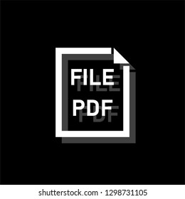 PDF File. White flat simple icon with shadow