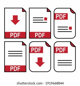 PDF Flat Icon Vector Illustration, Pdf Document Download, Pdf Graphic Document Icon Set