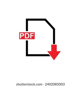 PDF format file vector icon. pdf download icon. PDF document download line icon isolated on white background