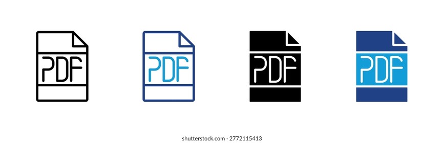 Pdf Format icon collection with multiple styles