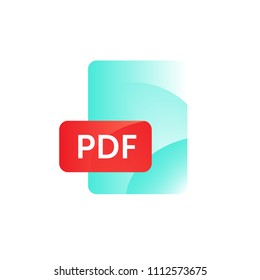 PDF format icon. Vector. Gradient flat style. Bright, fashionable illustration of icons. Image is isolated on white background. A modern icon for the site and presentation.