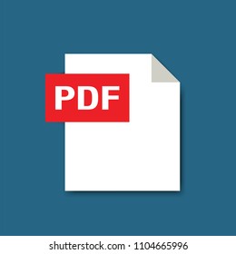 PDF formate file icon isolated on blue background, flat design style, vector illustration eps 10