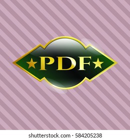 PDF gold emblem or badge in golden with green color
