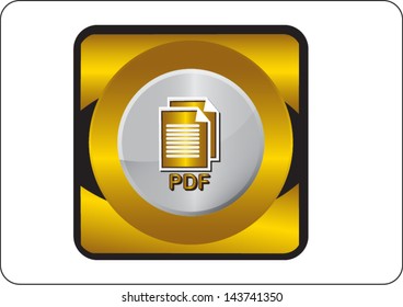 pdf golden square web icon on white background