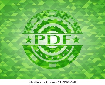 PDF green emblem with mosaic background