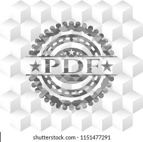 PDF grey emblem with cube white background