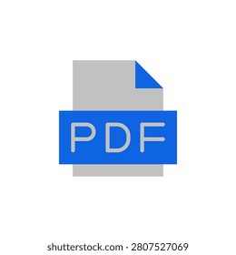 PDF icon in blue and gray flat symbol for portable document