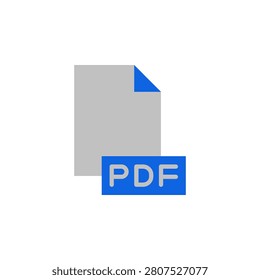 PDF icon in blue and gray flat symbol for portable document