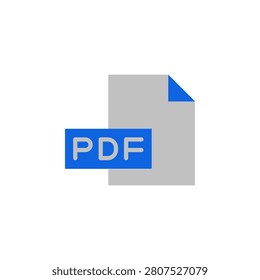 PDF icon in blue and gray flat symbol for portable document