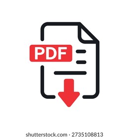 Icono de PDF. Ilustración vectorial de color.