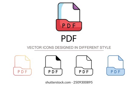 Design de ícone Pdf com ilustração de estoque de fundo branco