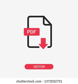 PDF Icon. Download PDF Line Icon. Isolated. Vector