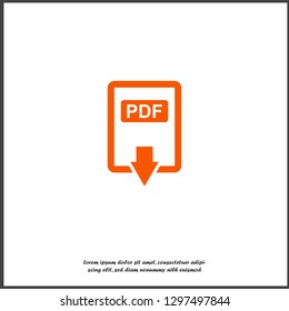 PDF icon. Downloads pdf document. Vector colored icon on white isolated background. Layers grouped for easy editing illustration. For your design.