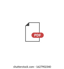 PDF icon. Downloads pdf document. Vector colored icon on white isolated background.