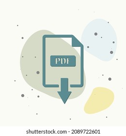 PDF icon. Downloads pdf document. Vector colored icon on multicolored background. Layers grouped for easy editing illustration. For your design.