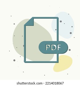 icono PDF. Descarga el documento pdf. Icono de color vectorial en fondo multicolor. Capas agrupadas para una ilustración de edición sencilla. Por tu diseño.