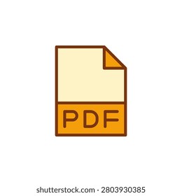 PDF icon in filled outline symbol style for portable document