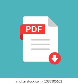 Pdf icon in flat style. Document text vector illustration on white isolated background. Archive business concept.