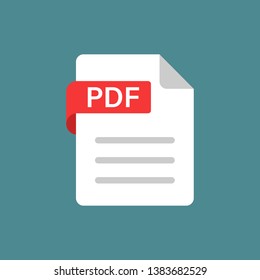 Pdf icon in flat style. Document text vector illustration on white isolated background. Archive business concept.