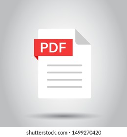 Pdf icon in flat style. Document text vector illustration on isolated background. Archive business concept.