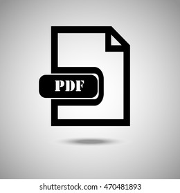 PDF icon. Flat style. Grey background. Vector illustration.