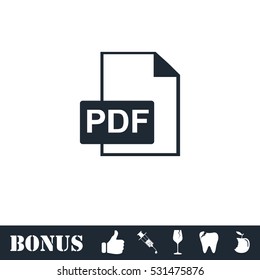 PDF icon flat. Vector illustration symbol and bonus pictogram