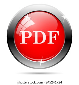 PDF icon. Internet button on white background. 