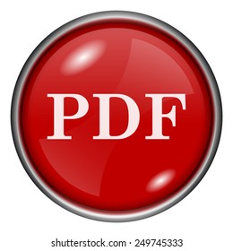 PDF icon. Internet button on white background. 