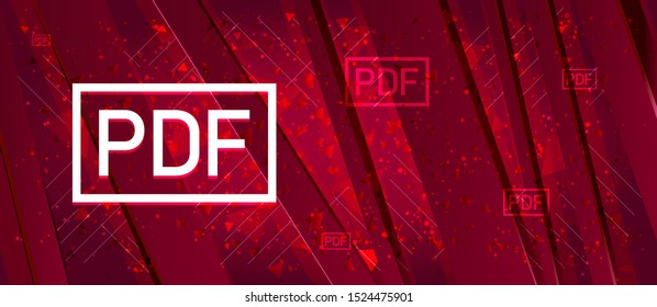 PDF icon isolated on Abstract design bright red banner background