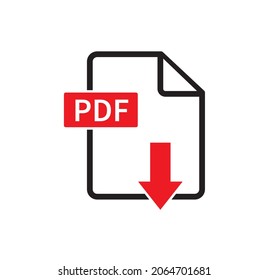 PDF icon isolated on white background. Download pdf file. Vector illustration