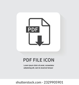 PDF icon isolated on white background. Download pdf file. Design for apps and websites. Vector illustration