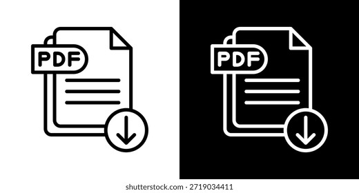 Ícone Pdf De Estilo Preto-E-Branco De Linha