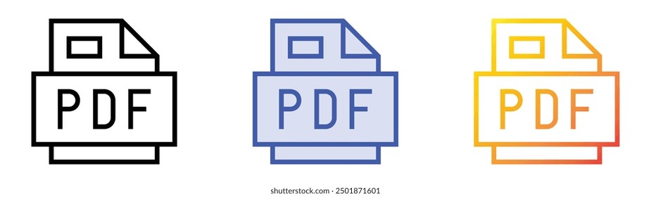 pdf icon. Linear, Blue Fill and Gradient Style Design Isolated On White Background