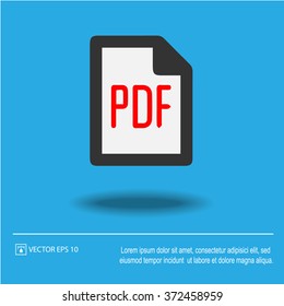 Pdf icon on blue background. Pdf symbol. Vector illustration EPS 10.