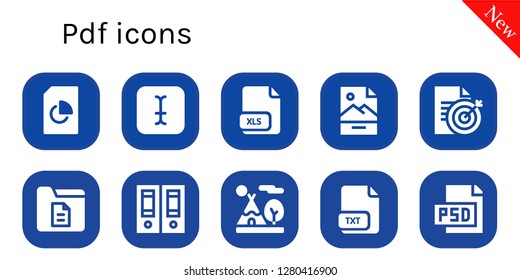  pdf icon set. 10 filled pdf icons. Simple modern icons about  - Document, Typing, Xls, Jpg, Documentation, Tipi, Txt, Psd