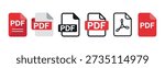 PDF icon set. Colored vector illustration.