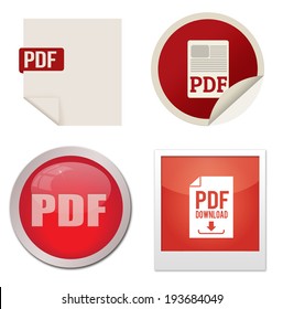 Pdf icon set on white background, vector illustration