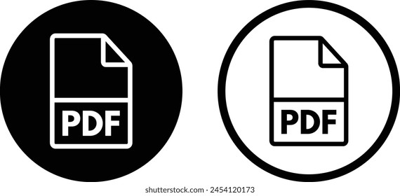 PDF icon set in two styles isolated on white background . Computer pdf file icon . Vector