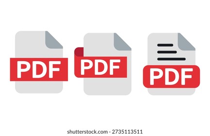 Conjunto de iconos de PDF. Ilustración vectorial.
