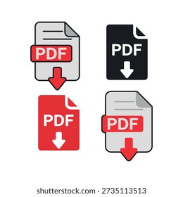 Conjunto de iconos de PDF. Ilustración vectorial.