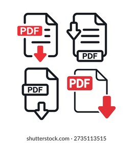 PDF-Symbolsatz. Vektorgrafik.