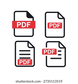 PDF-Symbolsatz. Vektorgrafik.