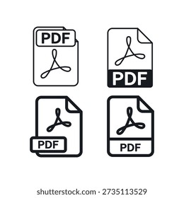 PDF-Symbolsatz. Vektorgrafik.
